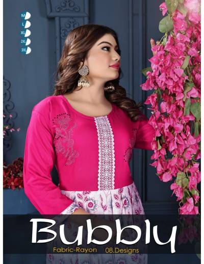 BUBBLY BY FT DESIGNER RAYON PRINT GOWNS WHOLESALER IN INDIA